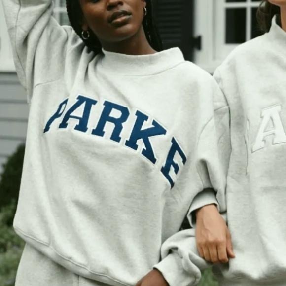 Parke NYC Heather Grey Varsity Crewneck Sweatshirt - Picture 3 of 3